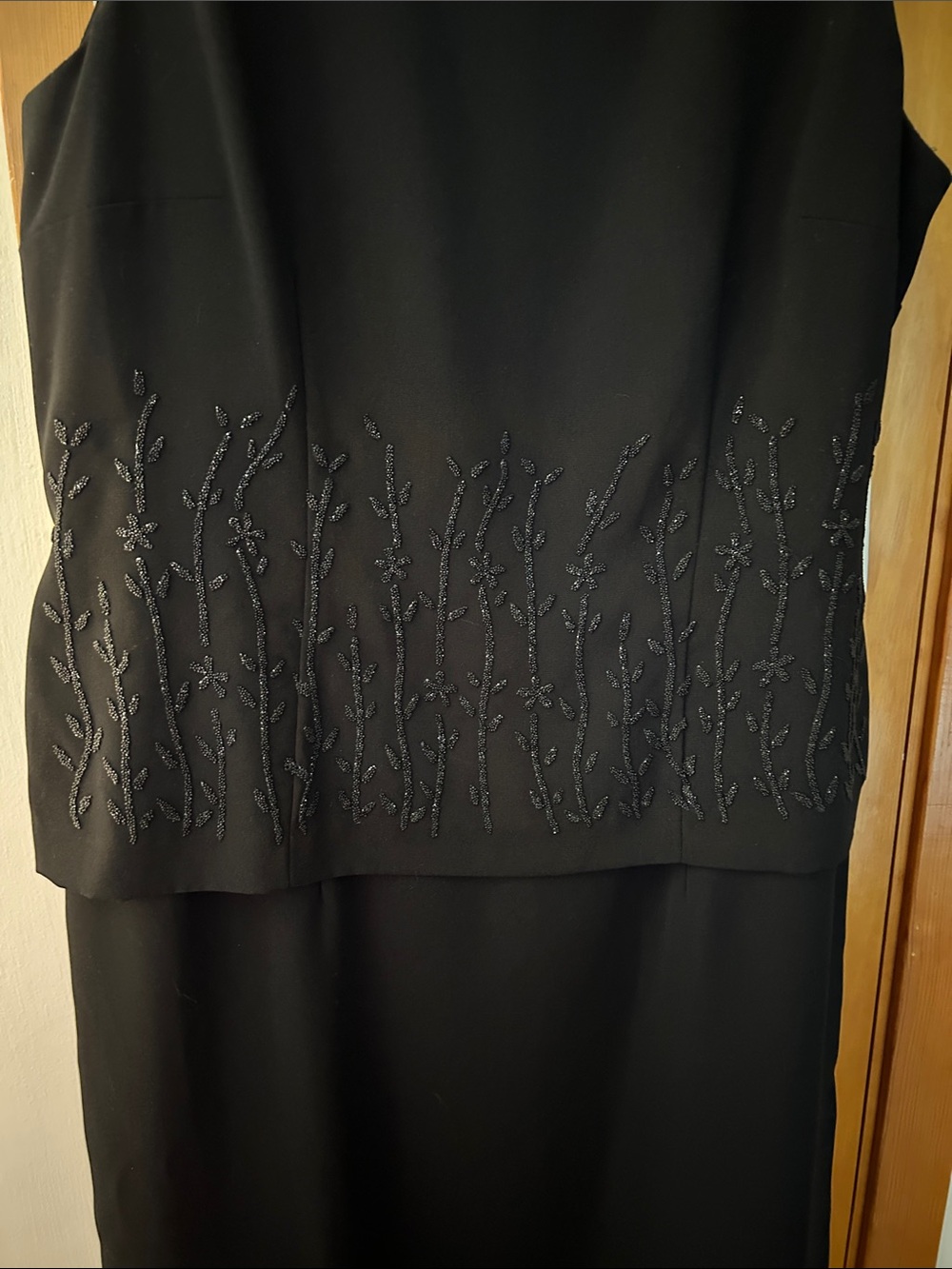 Vintage Sheri Martin Black Beaded Evening Dress. 16